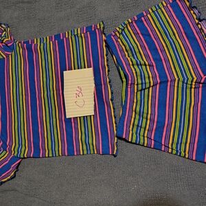 art class Kids Pajama Set - Blue, Yellow, Pink Stripes